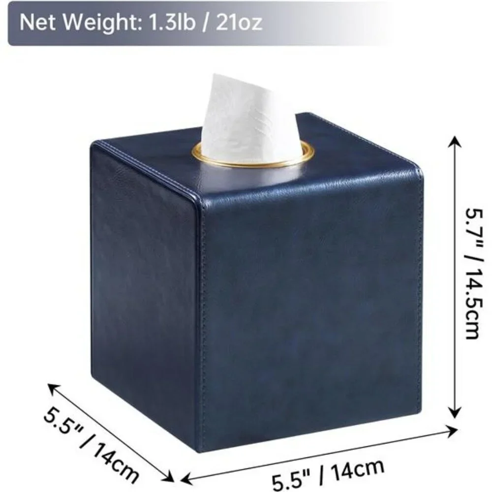 Square leather tissue box cover decorative waterproof tissue holder for home off